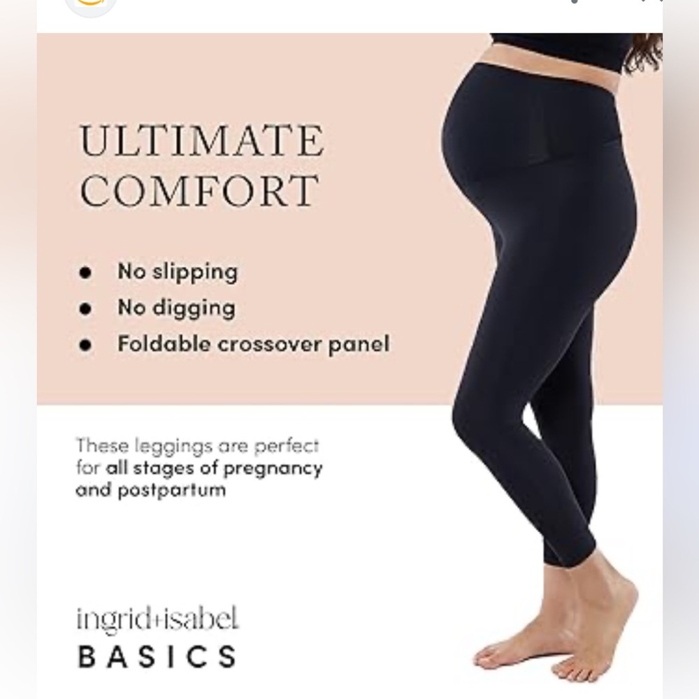 Isabel Maternity by Ingrid & Isabel Classic Maternity Black Leggings - Picture 2 of 5